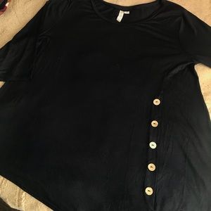 Black oversized top with button detail